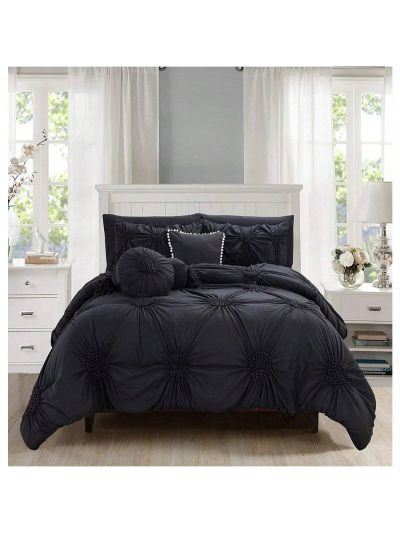 10-PIECE Bed-in-a-Bag Sunflower Comforter Set King/Cal King Black