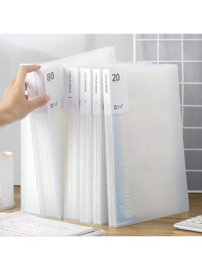 1pc A4 Transparent Display Book With Paper Bags, Document Bag, Archive Folder, Student Large Capacity Exam Folder