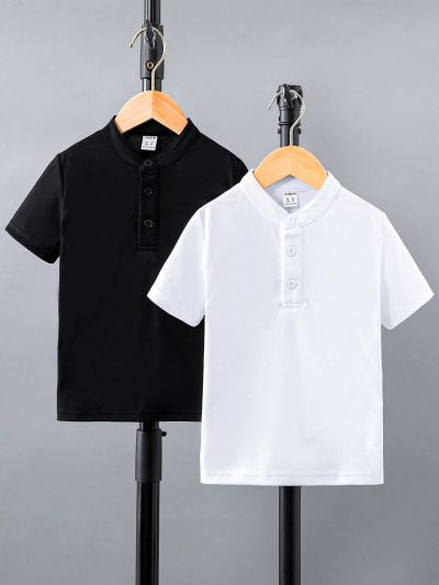 SHEIN Kids QTFun Boys' (little) Solid Color Polo Shirt