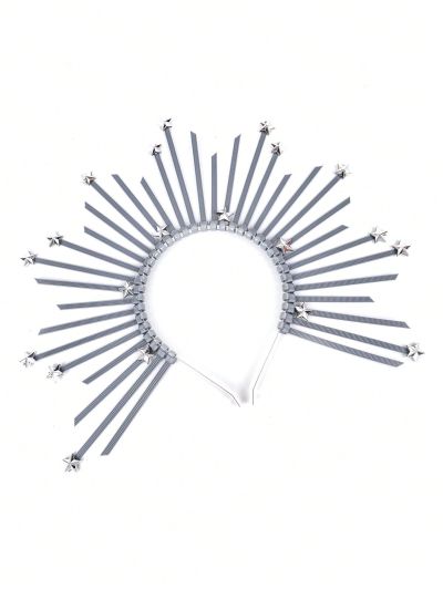 1pc Gold-color Five-pointed Star & Goddess Crown Design Gray Headband