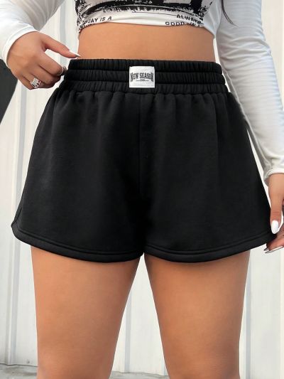 SHEIN Coolane Plus Letter Patched Detail Shorts