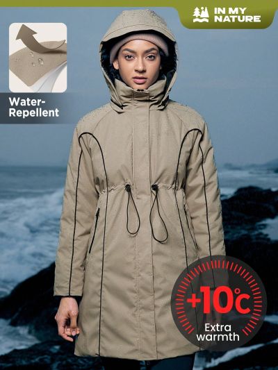 In My Nature Women's Hooded Zipper Front Drawstring Waist Sporty Jacket