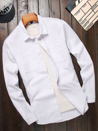 Men Dual Pocket Denim Shirt Without Tee