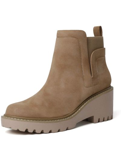 Chelsea Boots for Women Wedges Ankle Boots Platform Lug Sole Boots Slip on Elastic Fall Boots Chunky Block Booties