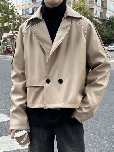 Manfinity Men Double Button Raglan Sleeve Epaulettes Design Loose Trench Coat