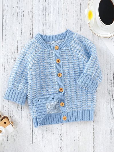 Baby Boy Button Front Raglan Sleeve Cardigan