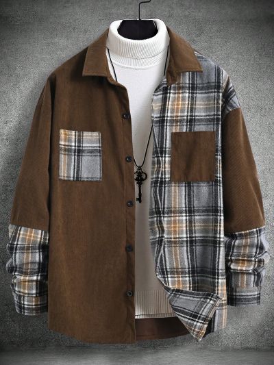 Men's Lapel Collar Front Pocket Coat