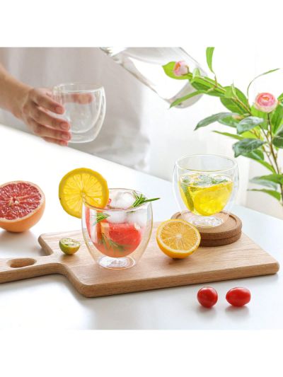 6pcs Double Walled Glass Coffee Mugs Set Glass Espresso Cups for Cappuccino Cocoa Milk Cafe Juice Clear Glass Tea Cup Set Glassware Gift for Christmas Birthday