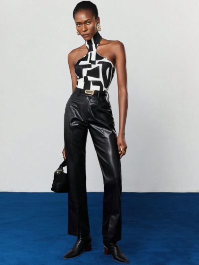 SHEIN BIZwear Women's Hollow Out Printed Bodysuit