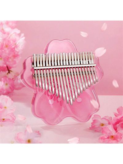 Thumb Piano Cherry Blossoms Shape, 21 Keys Acrylic Finger Piano Keyboard Instrument, for Kids Adults Beginners, Portable Keyboard Musical Instruments Birthday Gift