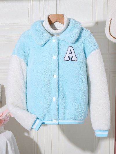 Tween Girls' Color Block Fleece Lined Patch Jacket