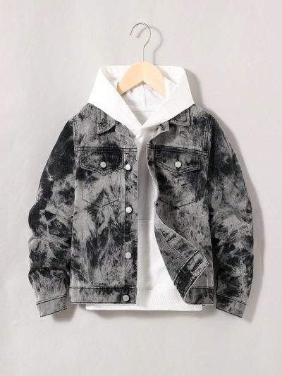 SHEIN Tween Boy 1pc Flap Pocket Denim Jacket