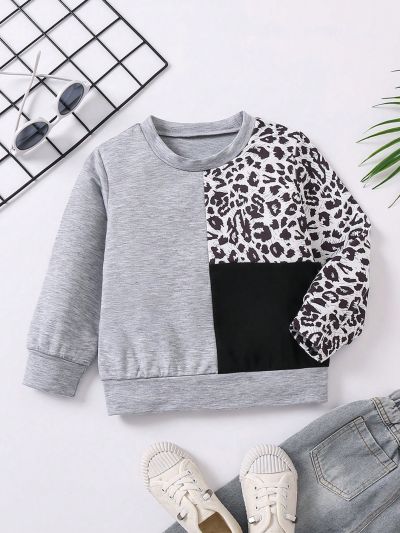 SHEIN Kids Nujoom Little Girls' Simple & Comfortable Casual Sweatshirt, Autumn And Winter