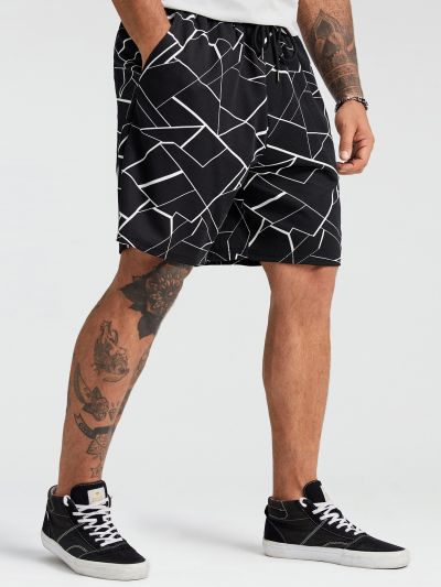 Manfinity Men Plus Geo Print Track Shorts