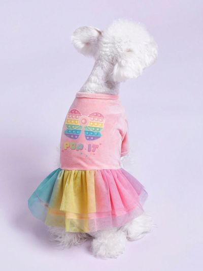 PETSIN Butterfly Rainbow Printed Dress