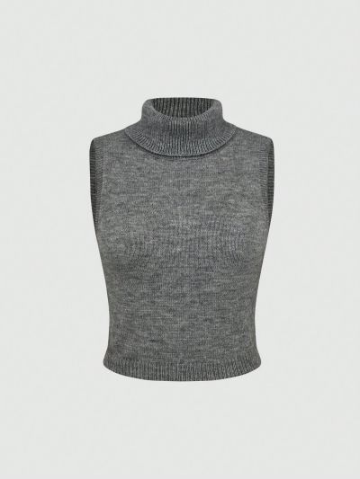 Gray Turtleneck Sweater Vest