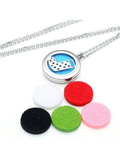 1Set Delicate Hollow Aromatherapy Diffuser Stainless Steel Locket Necklace Jewelry for Women Christmas Gift