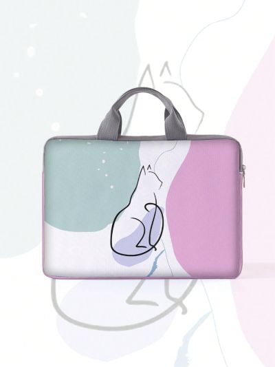 1pc Cat Pattern Double-sided Laptop Bag