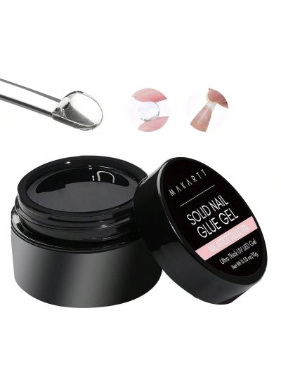 Makartt Solid Nail Gel Glue for Soft Gel Nail Tips Clear Acrylic Nail Tips Solid Gel Nail Glue for Press On Nails Fake Nails Solid Builder Gel for Nail Strengthen Nail Art DIY Home 15ML UV Light Cured
