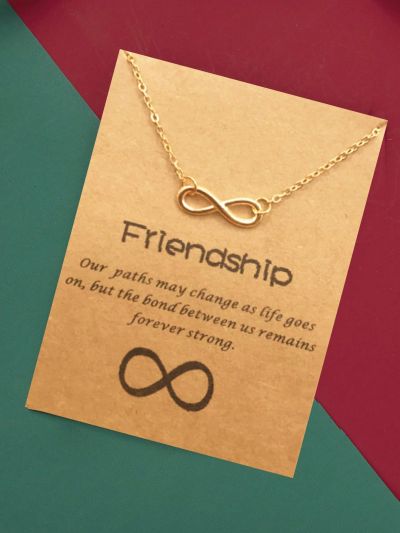 1pc Infinity Symbol & Card Shaped Alloy Pendant Necklace For Daily Wear
