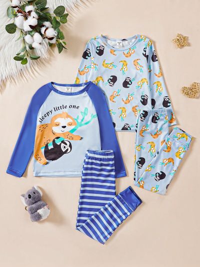 Boys Cartoon Sloth Pattern Home Clothes 2 Sets