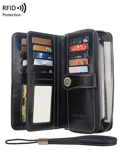 Rfid Theft-proof Multi-functional Trifold Women's Long Wallet