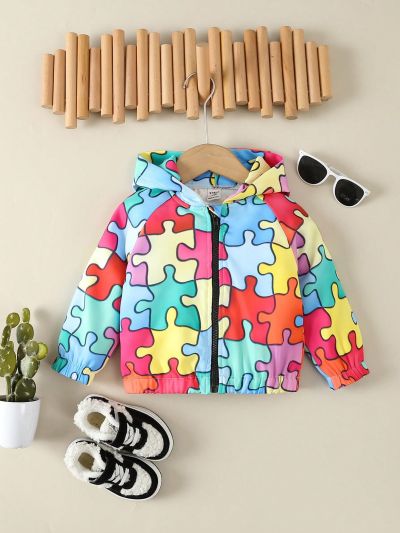 Baby Boys' Interesting And Cute Puzzle 3d Printed Jacket For Autumn And Winter