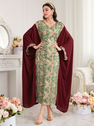SHEIN Najma Women's Turkish Long Shirt With Plant Embroidery