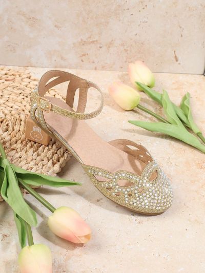 Kids' Fashionable Gold Flat Shoes