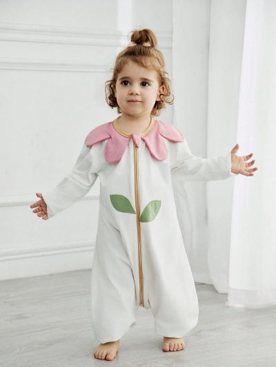 Cozy Cub 1pc Soft And Breathable Single Layer Sleeping Bag With Petal Collar And Leg Separation