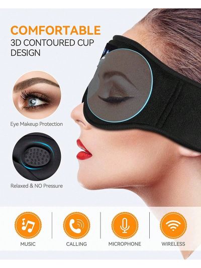 MUSICOZY Sleep Headphones Bluetooth 5.2 Headband Sleeping Headphones Sleep Eye Mask, Wireless Music Earbuds Earphones for Side Sleepers Men Women Air Travel Cool Tech Gadgets Unique Gifts