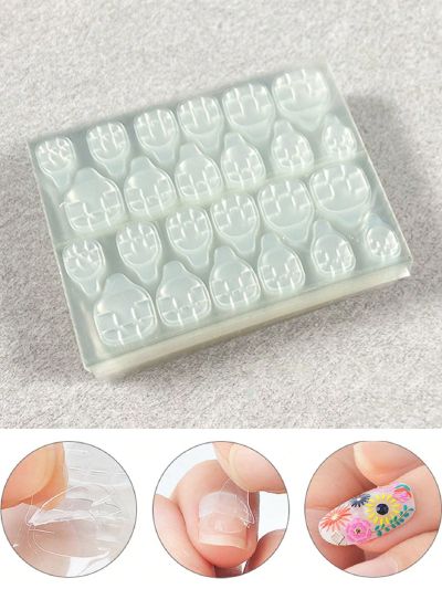 50 Sheets/1200pcs Super Sticky Jelly Glue Nail Stickers, No Trace, Ultra Thin, Waterproof
