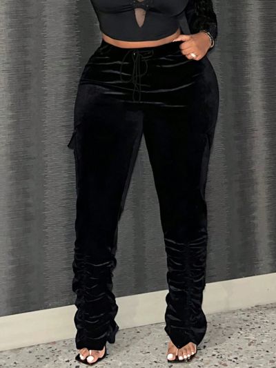 SHEIN Slayr Plus Size Women'S Pleated Drawstring Waist Sweatpants