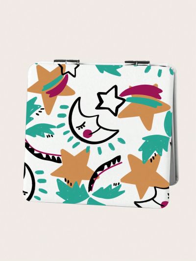 Umamao Estudio 1 Piece Graffiti Moon Star Pattern Flip Square Mirror