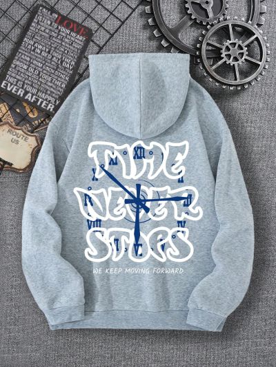 Men's Hooded Sweatshirt With Slogan Print