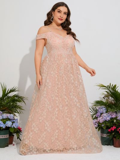 Plus Cold Shoulder Lace Bridesmaid Dress