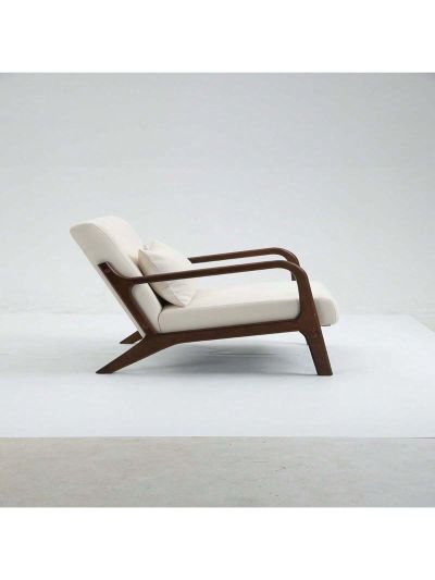 OSQI Mid Century Modern Accent Chair with Wood Frame, Upholstered Living Room Chairs with Waist Cushion, Reading Armchair for Bedroom Sunroom