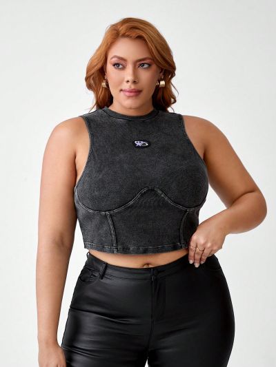 Rat Studio Women's Plus Size Camisole Top With Patch Detailing
