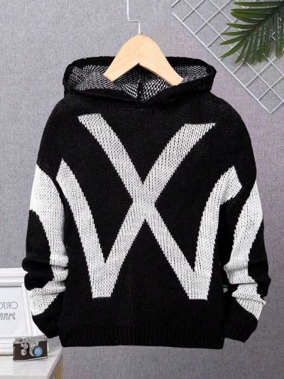Boys' Hooded Sweater With Color Blocking Design