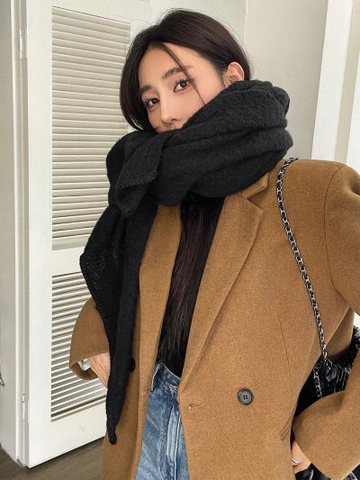DAZY Simple Solid Scarf Shawl Suitable For Daily Wear In Autumn And Winter