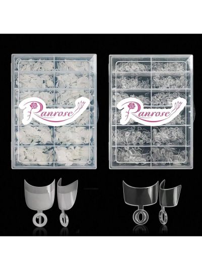 1200PCS Short Half Cover Nail Tips- Natural Oval Nails & Clear French Nails 12 Different Size