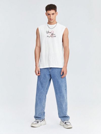 Men'S Letter Print Sleeveless Tank Top