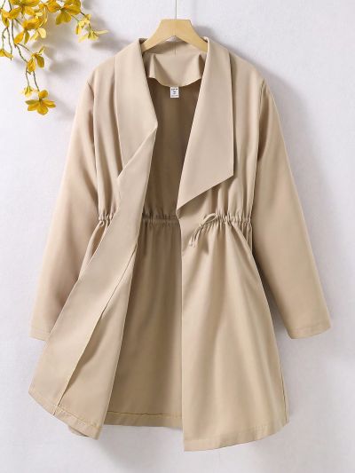 Teen Girls' Drawstring Waist Waterfall Collar Jacket