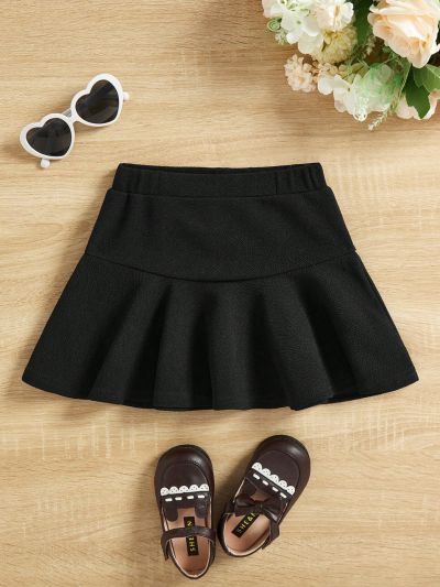 SHEIN Kids EVRYDAY Young Girl's Casual And Comfortable Solid Color Skirt