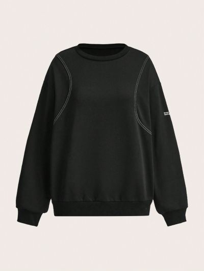 SHEIN In My Nature Top-stitching Drop Shoulder Outdoor Hoodie