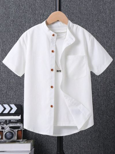 SHEIN Big Boy's Pocket Front Short Sleeve Shirt