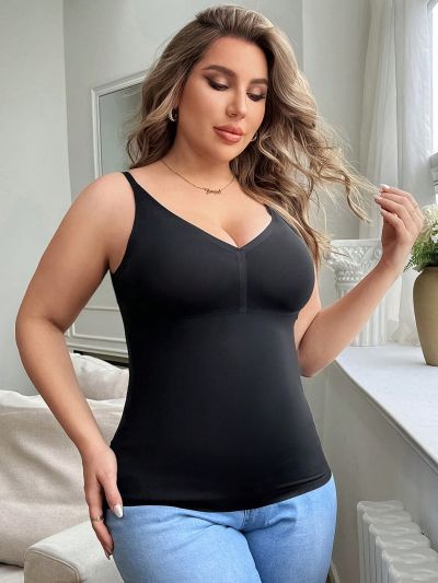 Plus Size Women's Shapewear Camisole With Tummy Control And Adjustable Straps