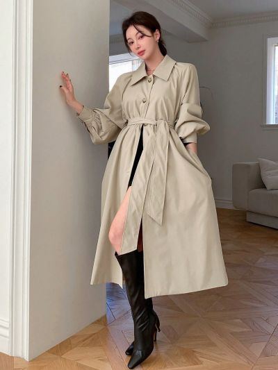 Dazy Star Women's Belted Windbreaker Coat In Solid Color