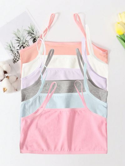 6pcs/Set Girls' Solid Color Bra