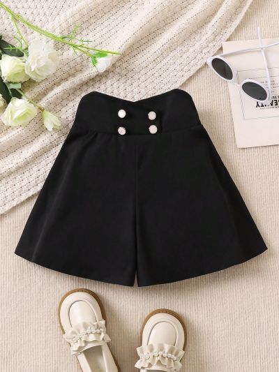 SHEIN Kids EVRYDAY Girls' Black Shorts